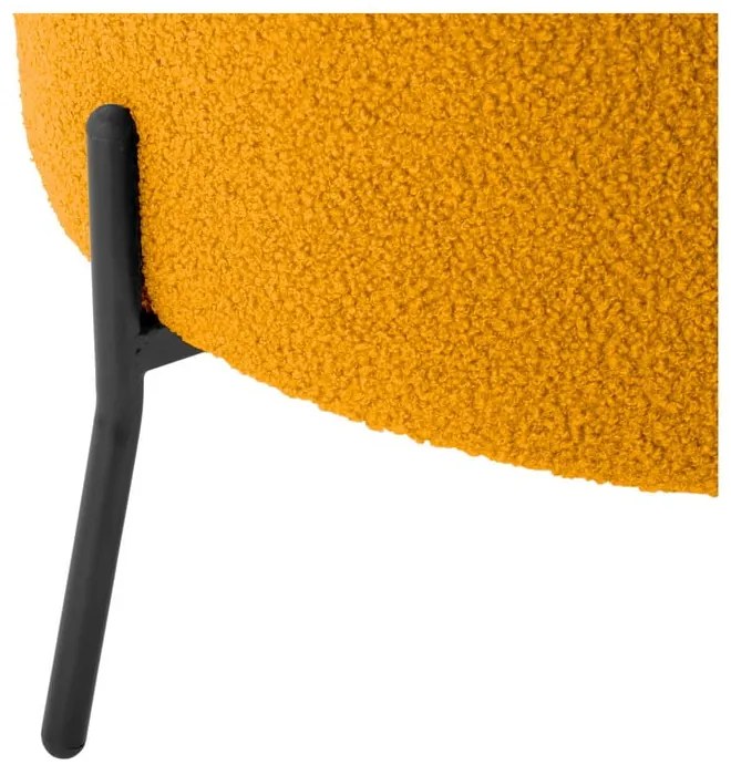 Fotoliu galben ocru cu tapițerie din țesătură bouclé Noble – Leitmotiv