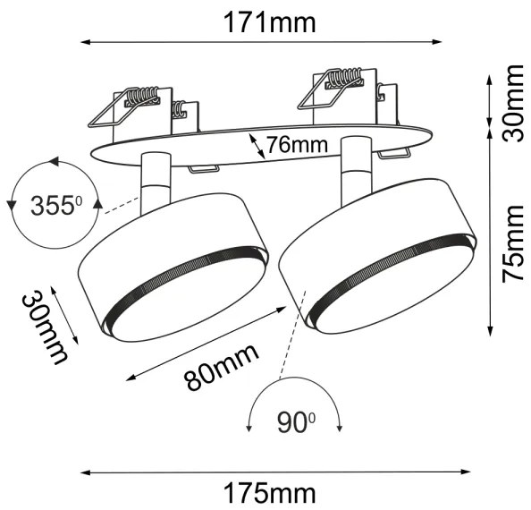 Brosline 3276 - Spot încastrat DROP 2xGX53/9W/230V alb