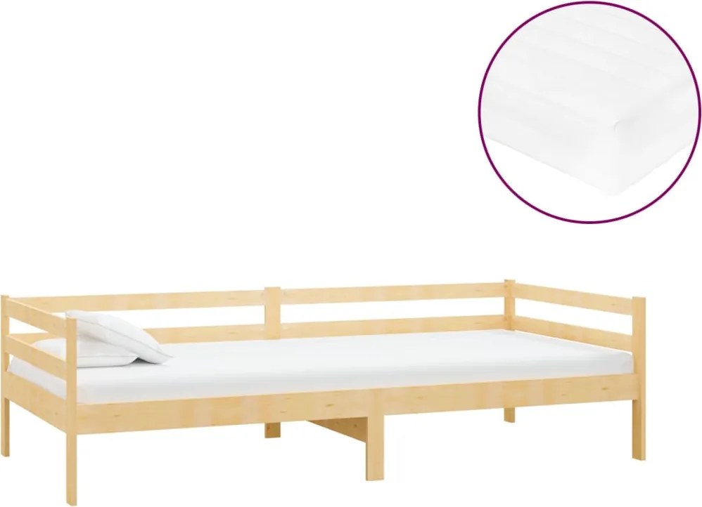 vidaXL Pat de zi cu saltea, 90x200 cm, lemn masiv de pin