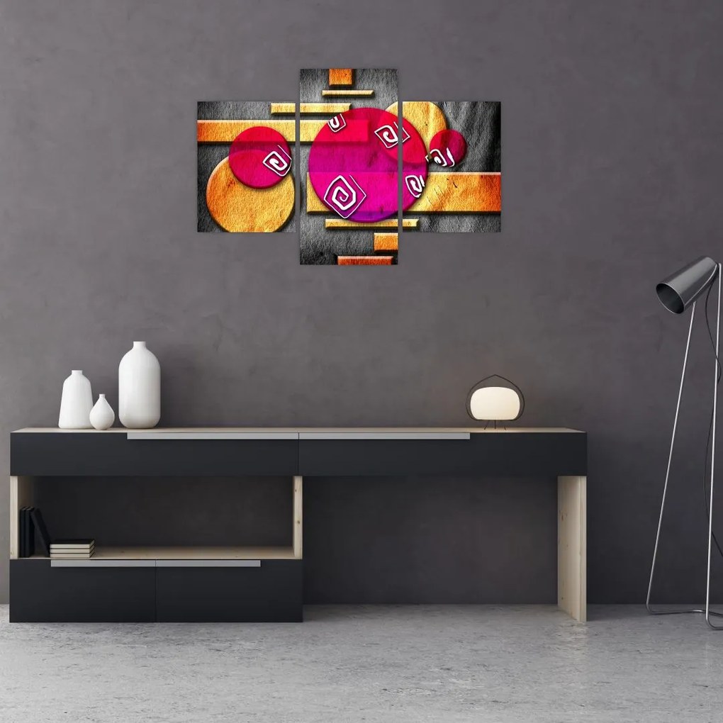 Tablou abstract cu simboluri istorice (90x60 cm)