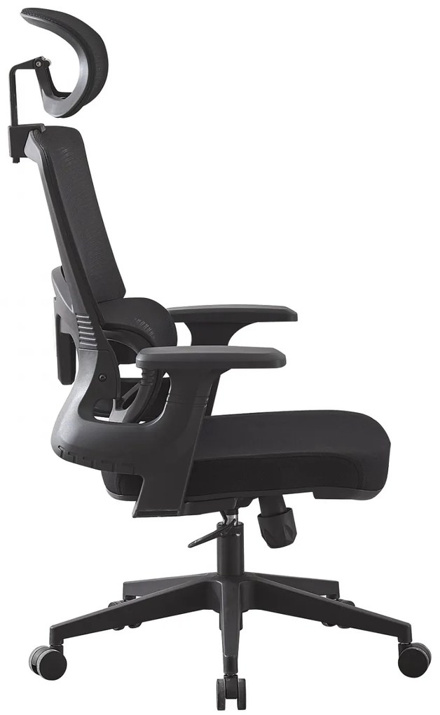 RESIGILATE- Scaun ergonomic, spătar mesh, inaltime reglabila, tetiera reglabila, baza PP rezistent, Negru