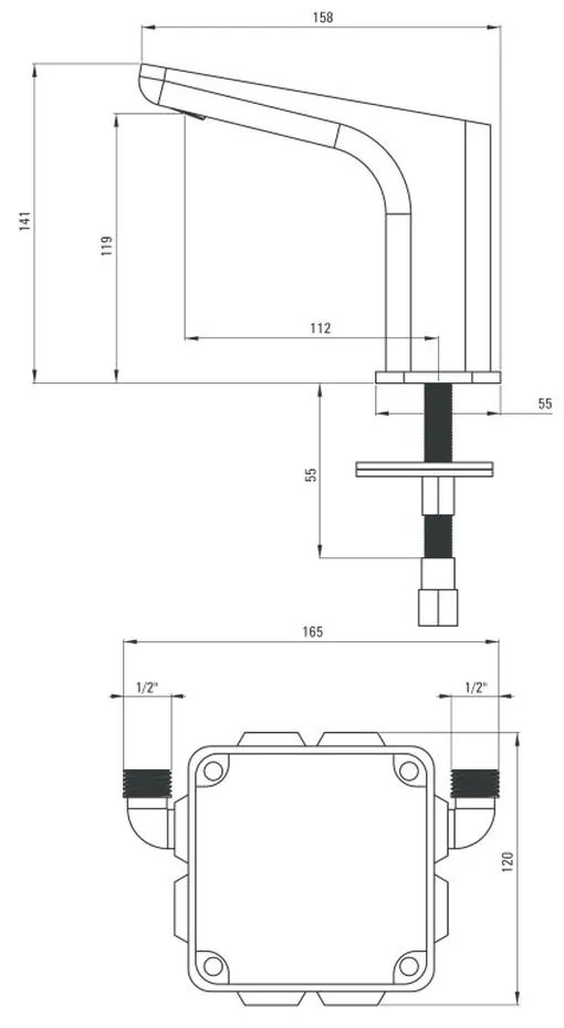 Baterie lavoar crom lucios, cu senzor, 4 AA acumulator (LR6) 1.5V, Deante Hiacynt 4 AA acumulator (LR6) 1.5V, Crom lucios