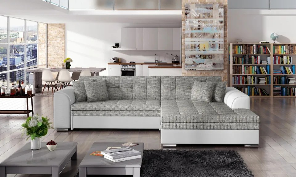 Coltar tapitat, extensibil, 295x80x195 cm, Sorento R01, Eltap (Culoare: Gri pepit / Inari 91)
