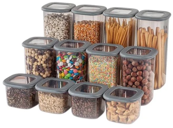 Set de Cutii pentru Depozitare, 12 Piese, Culoare Antracit, 964FRM1110