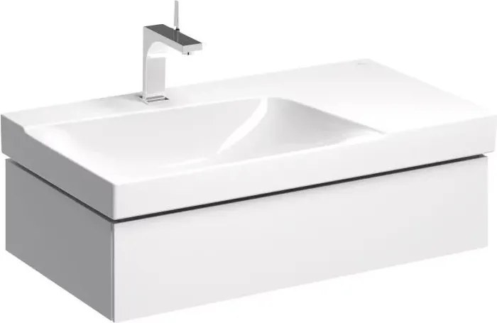 Dulap baza pentru lavoar cu blat suspendat sifon stanga Geberit Xeno2 alb 1 sertar 88 cm