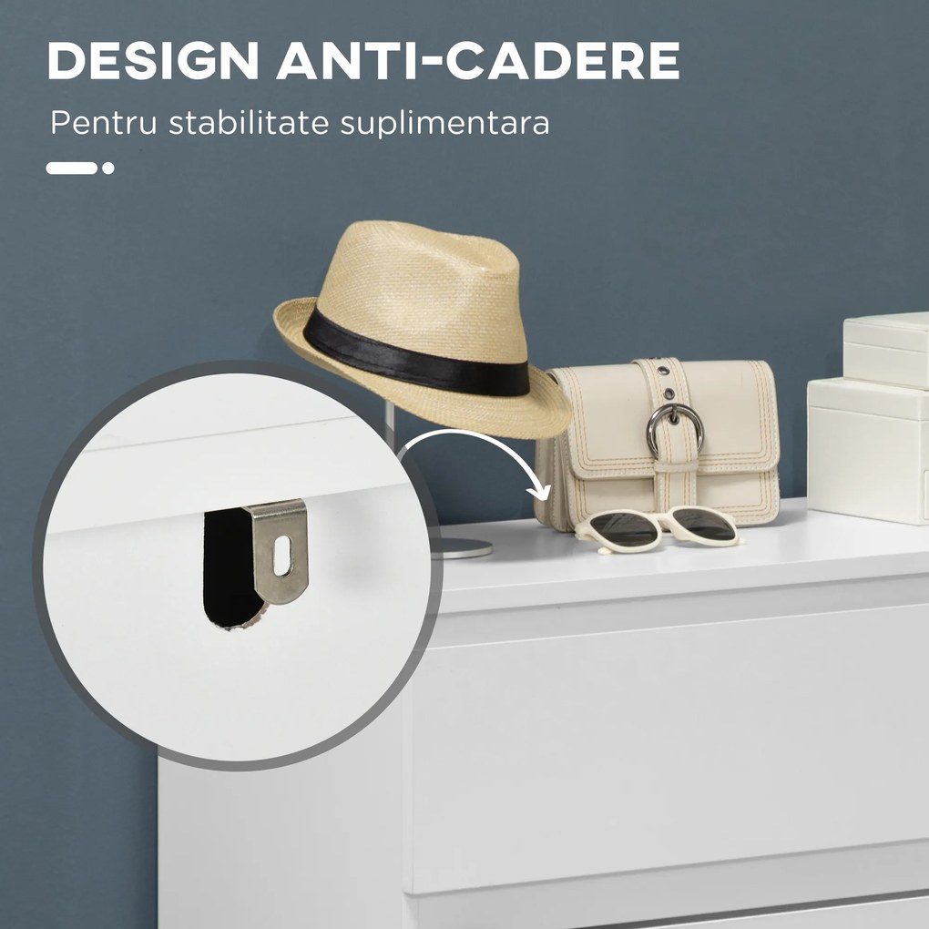 HOMCOM Comodă cu 3 Sertare Modernă fără Mânere pentru Dormitor și Sufragerie, 80x39x73 cm, Alb | Aosom Romania