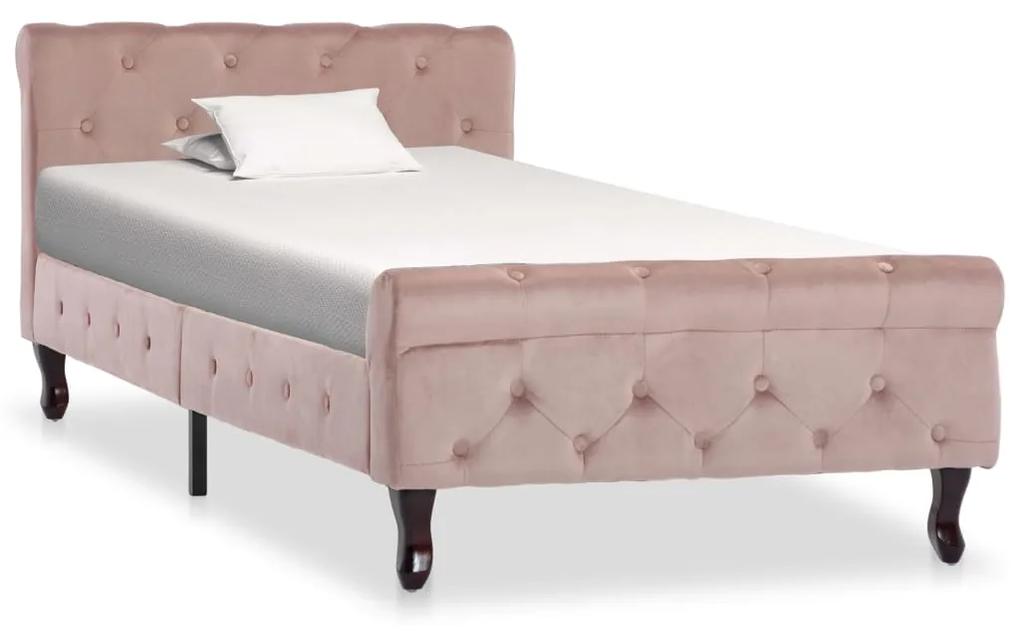 288564 vidaXL Cadru de pat, roz, 90 x 200 cm, catifea