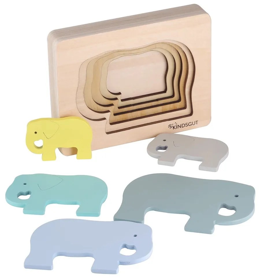 Puzzle din lemn pentru copii Kindsgut Elefant