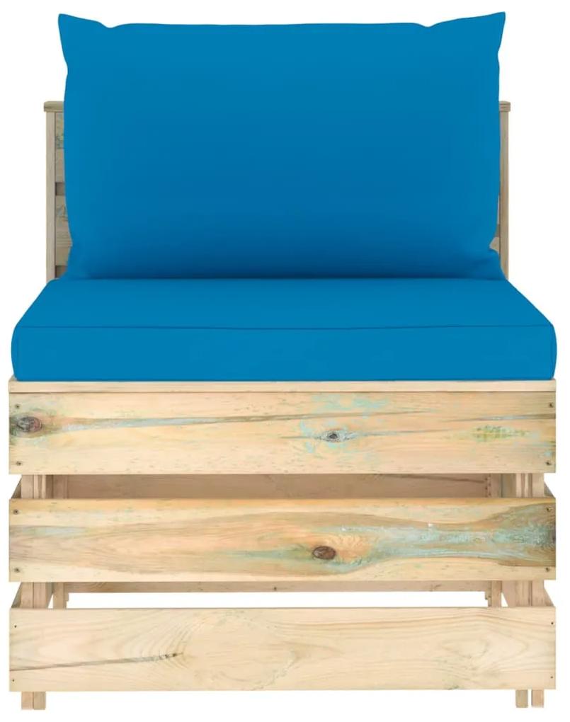Set mobilier gradina cu perne, 6 piese, lemn verde tratat light blue and brown, 6