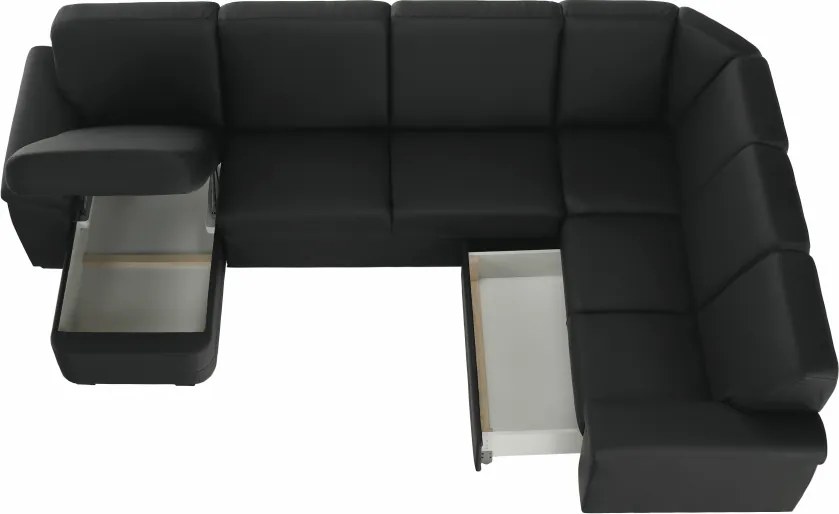 Colţar în formă de U, piele ecologică neagră, model stânga, BITER U