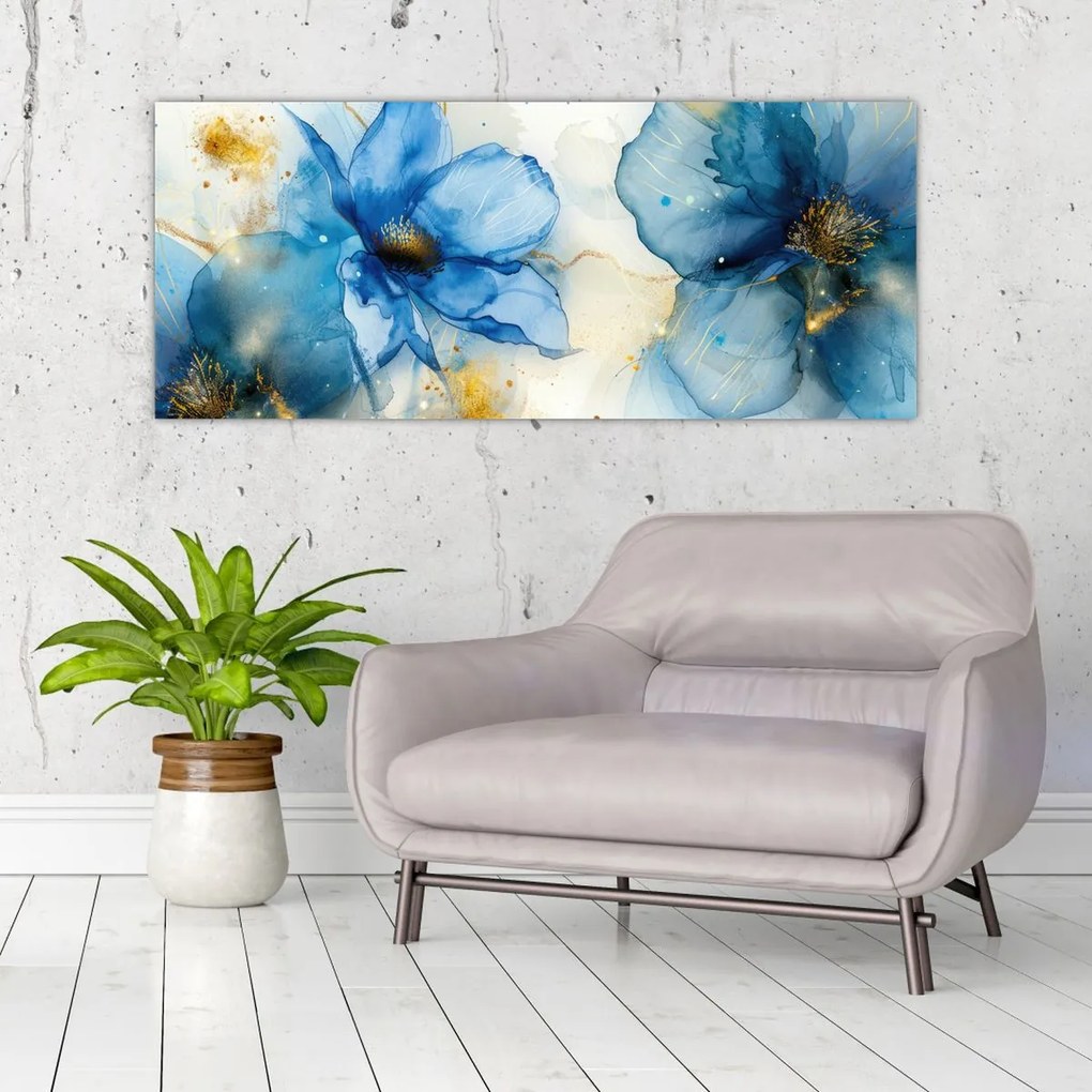 Tablou - Floral, pictură cu cerneală (120x50 cm)