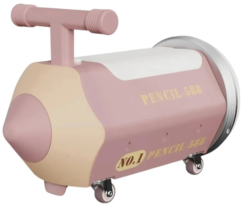 Masinuta cu Functie de Trotineta Fara Pedale Pentru Copii NOVOKIDS™ My First Pencil Car, Cu Melodii si lumini, Maxim 25 Kg, Roti cu rotire 360 grade,