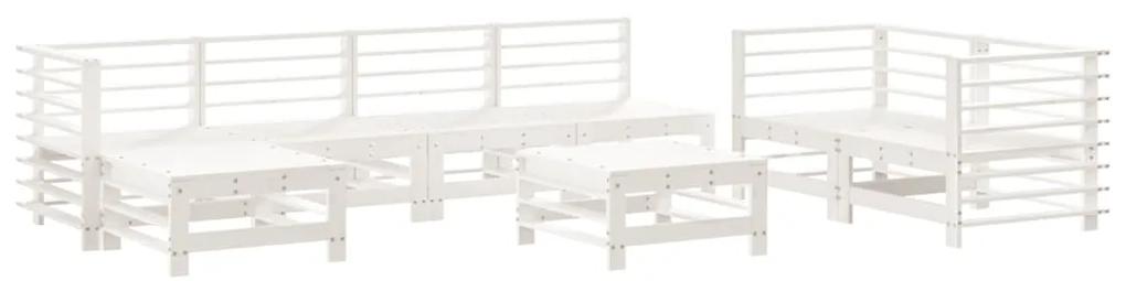 3186579 vidaXL Set mobilier relaxare grădină, 8 piese, alb, lemn masiv de pin