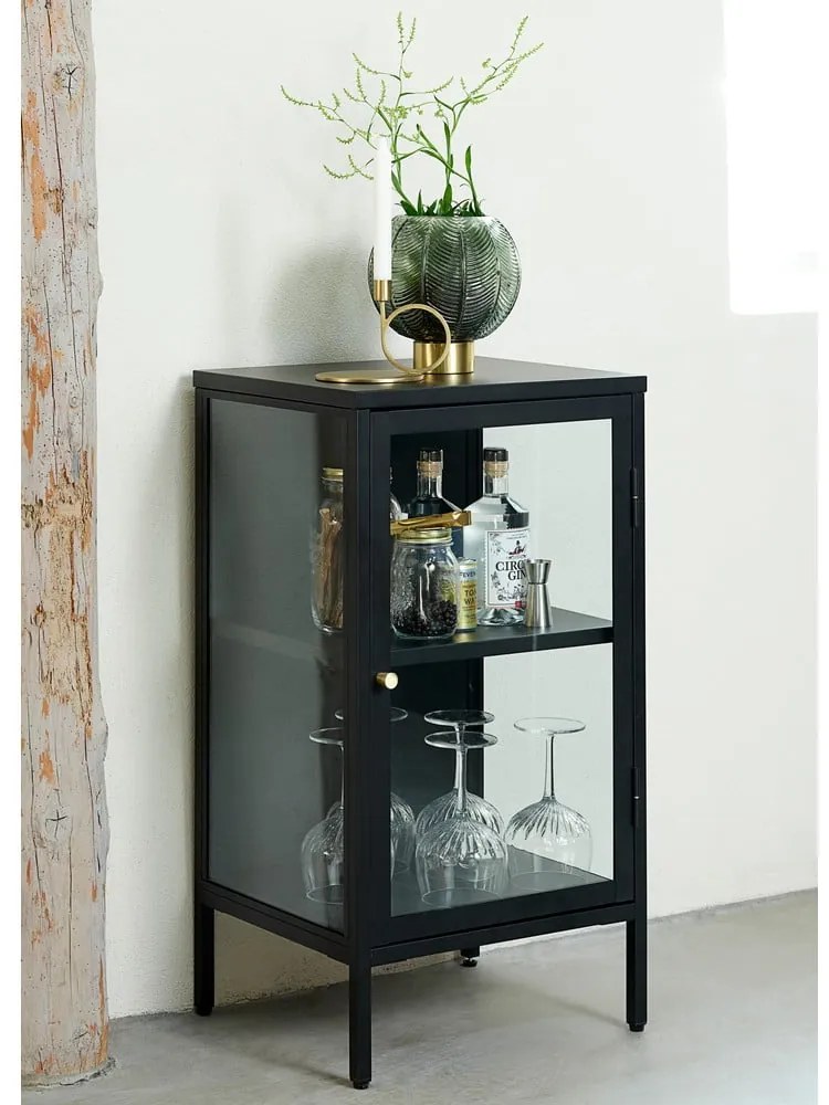 Vitrină neagră din metal 45x85 cm Carmel – Unique Furniture