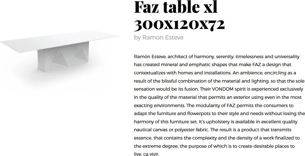 Masa de exterior / interior design modern premium FAZ FAZ XL