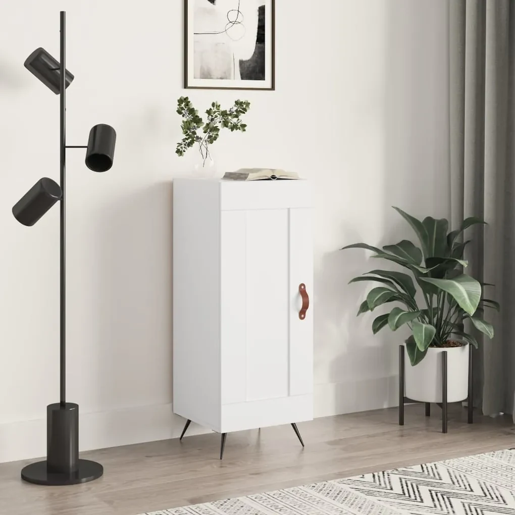 830412 vidaXL Servantă, alb, 34,5x34x90 cm, lemn compozit