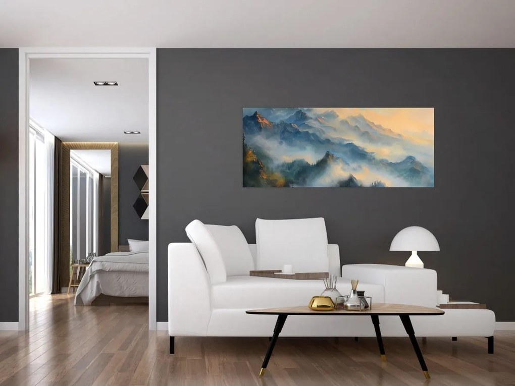 Tablou - Peisaj montan pictat (120x50 cm)