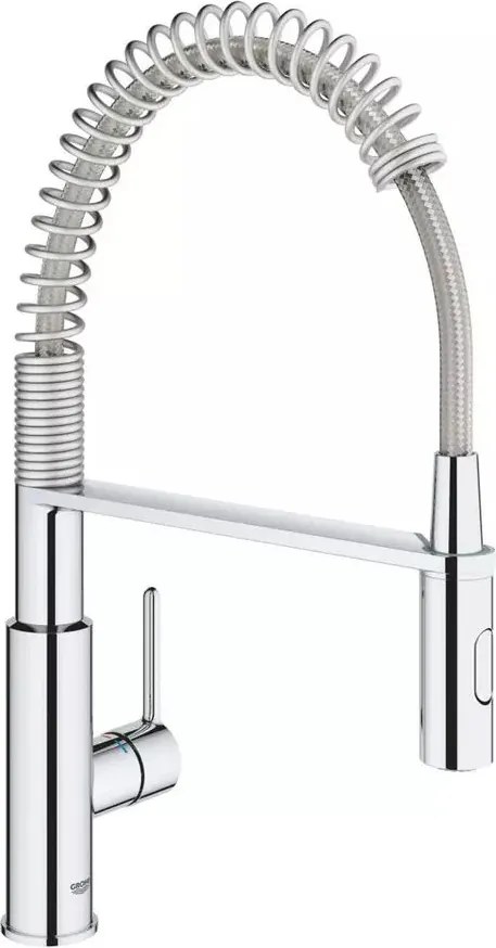 Baterie bucatarie cu pipa flexibila Grohe Get crom lucios
