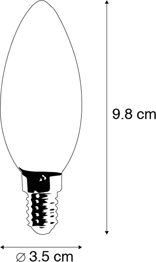 Set de 5 becuri LED cu filament tip lumânare E14 reglabile B35 Transparent 3W 250lm 2700K