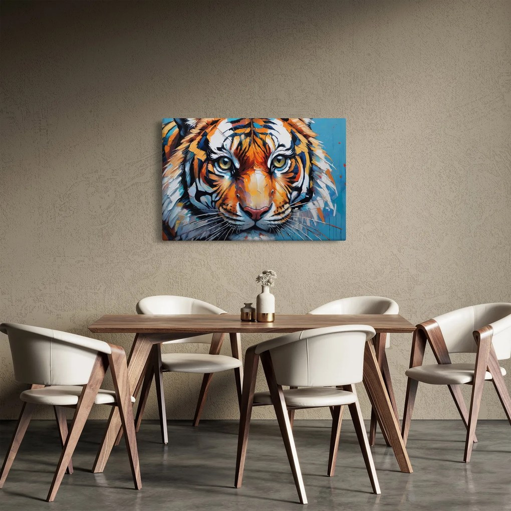 Tablou - Vedere a unui tigru, pictură (90x60 cm)