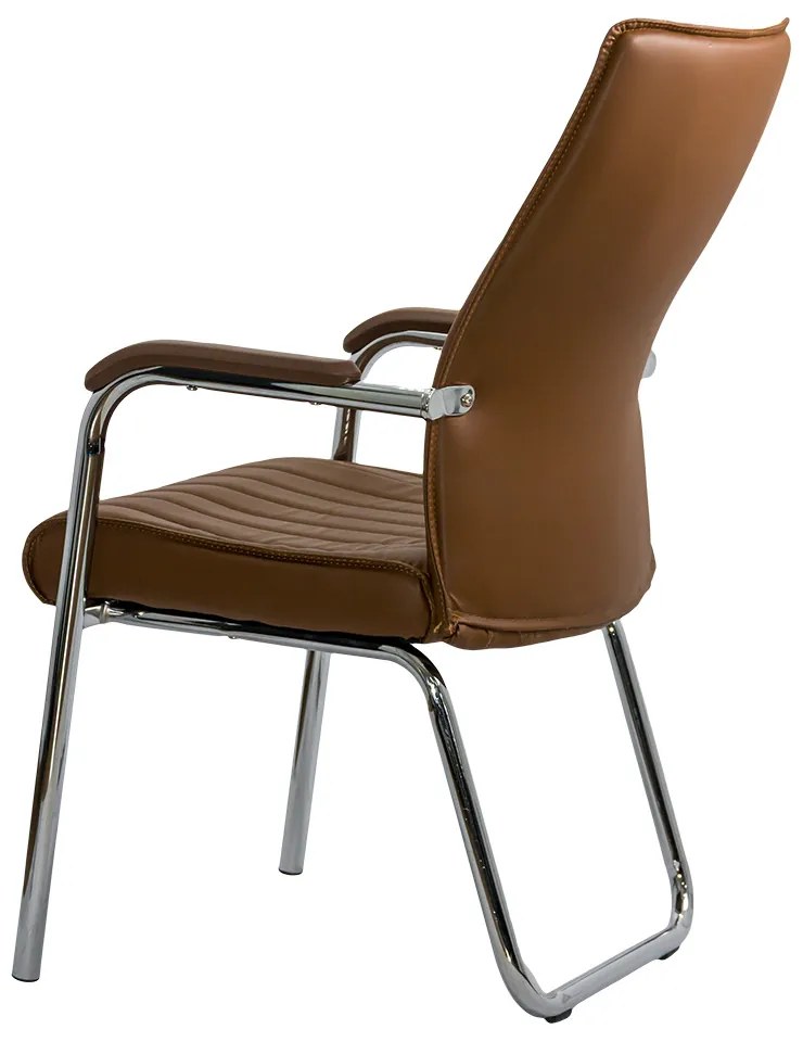 Scaun vizitator maro HRC 614 din piele ecologică și cadru cromat