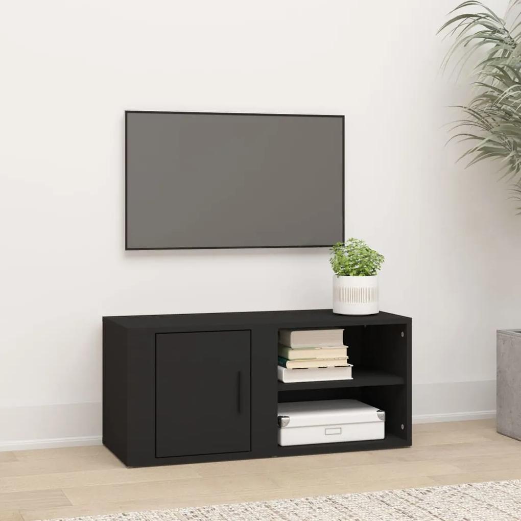 Comoda TV, negru, 80x31,5x36 cm, lemn prelucrat 1, Negru