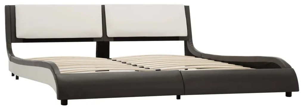 280461 vidaXL Cadru de pat, negru și alb, 150x200 cm, piele ecologică