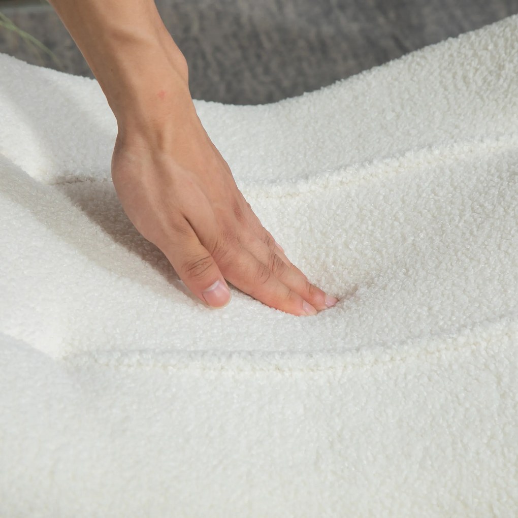 HOMCOM Fotoliu pentru picioare modern din lemn cu acoperire din polar și picioare din fag, căptușit, pentru living, dormitor, vestibul, cremă albă | Aosom Romania