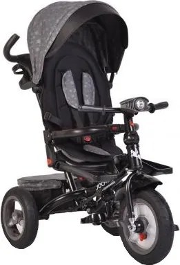 Tricicleta cu copertina detasabila NOVOKIDS™ Jockey Trike , Cu far luminos si melodii, Roti gonflabile din cauciuc, Pozitie somn, Pedale si maner