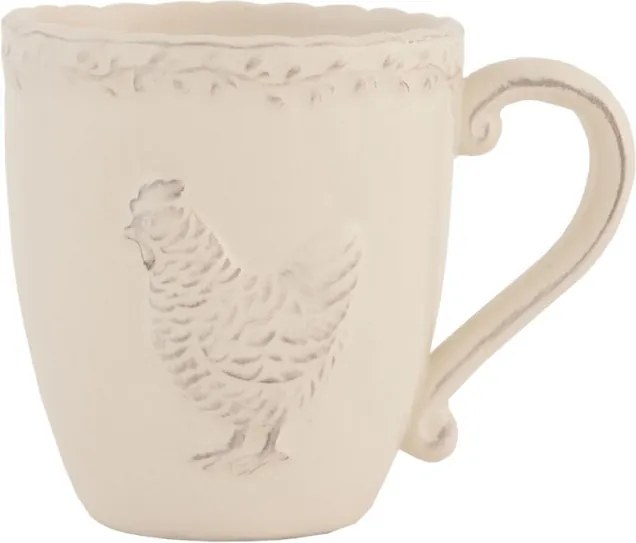 Cană din ceramică, bej, model găină, 225 ml