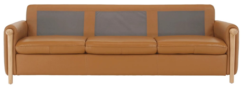 Canapea complet tapiţată 3 locuri, piele / piele ecologică maro auriu, LINSY