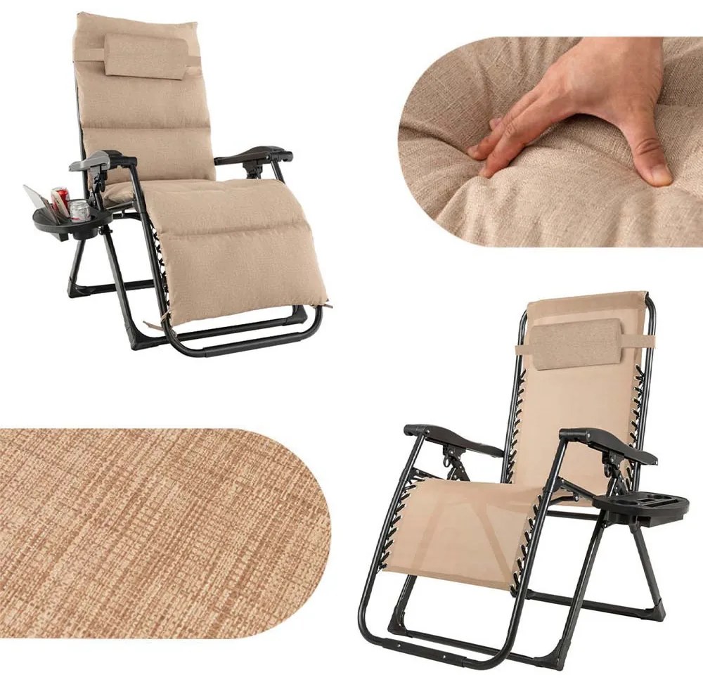 Scaun gravitatie zero capitonat-bej