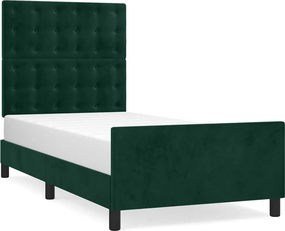 vidaXL Cadru de pat fără saltea, verde închis, 90x190 cm, catifea