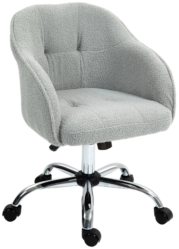 HOMCOM Scaun de birou, fotoliu de birou ergonomic, înălțime reglabilă, șezut și spătar umplute, gri | Aosom Romania