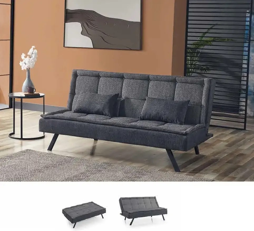 Canapea extensibila moderna 185x89x90 cm – stofa gri – Monaco