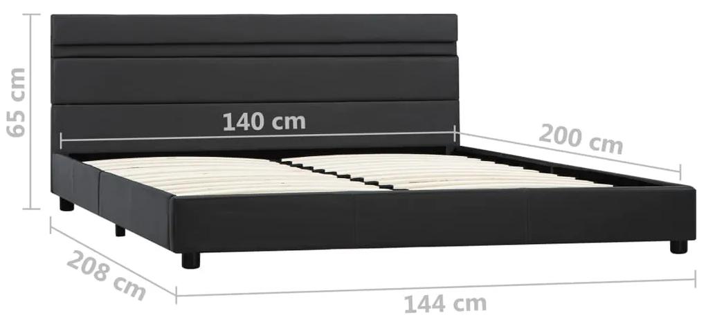 Cadru de pat cu LED, gri, 140 x 200 cm, piele artificiala Gri, 140 x 200 cm