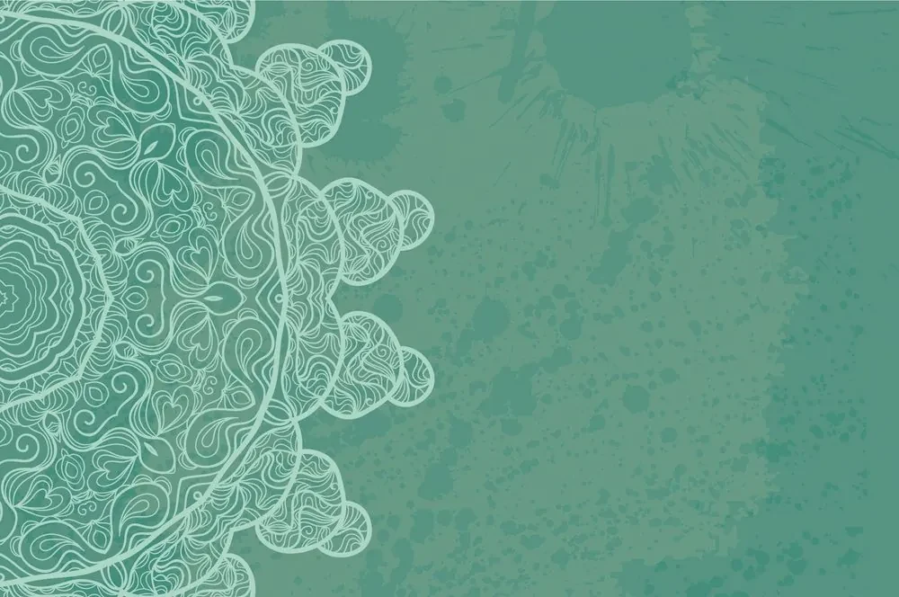 Tapet arabesca verde pe fundal abstract