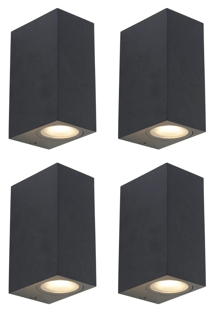 Set de 4 aplice moderne negre cu 2 lumini IP44 - Baleno