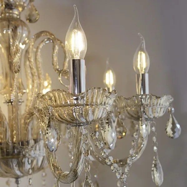 Lustră de cristal pe lanț Paul Neuhaus 3081-97 GRACIA 8xE14/40W/230V aurie