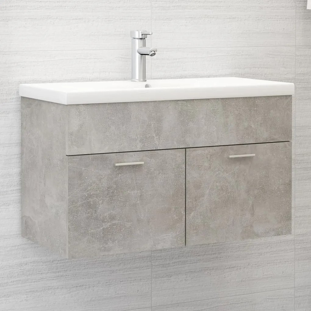 804660 vidaXL Dulap de chiuvetă, gri beton, 80x38,5x46 cm, PAL