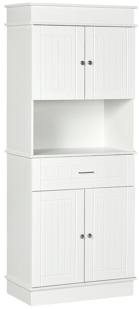 HOMCOM Bufetă de Bucătărie Aramărie de Bucătărie contemporană Multi-Rangement 4 Uși sertar Glisant și Blat de Lucru dim. 74L x 39l x 183H cm Lemn Alb | Aosom Romania
