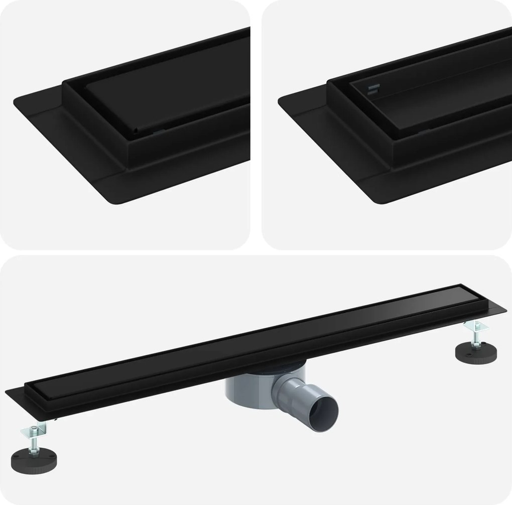 vidaXL Scurgere de duș 2 în 1 cu sifon 360° Negru 70 cm