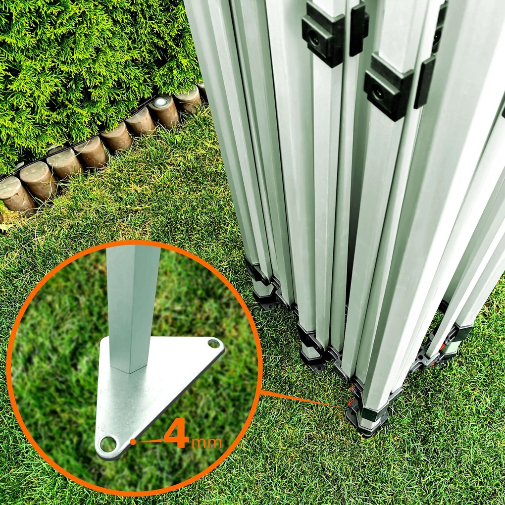 Cort pliant profesional din aluminiu 3x6 m: Acoperire rezistentă pentru evenimente comunitare și urbane - cu 3 pereți - Portocaliu