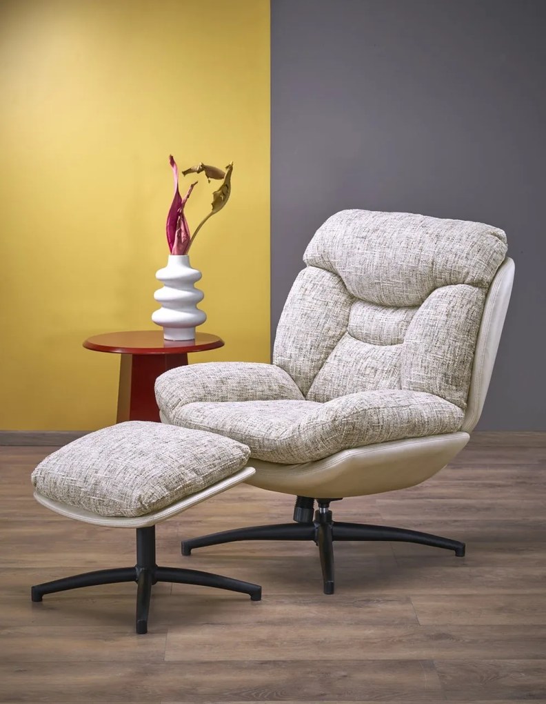 Fotoliu cu suport pentru picioare Kronos bej/multicolor H98 cm