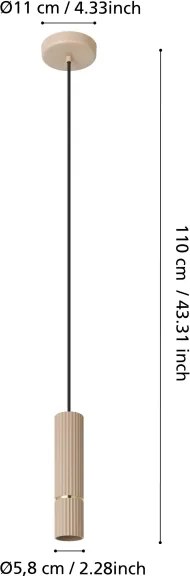 Lustră LED pe cablu Eglo 901151 CAMINIA 1xGU10/5W/230V 3000K bej