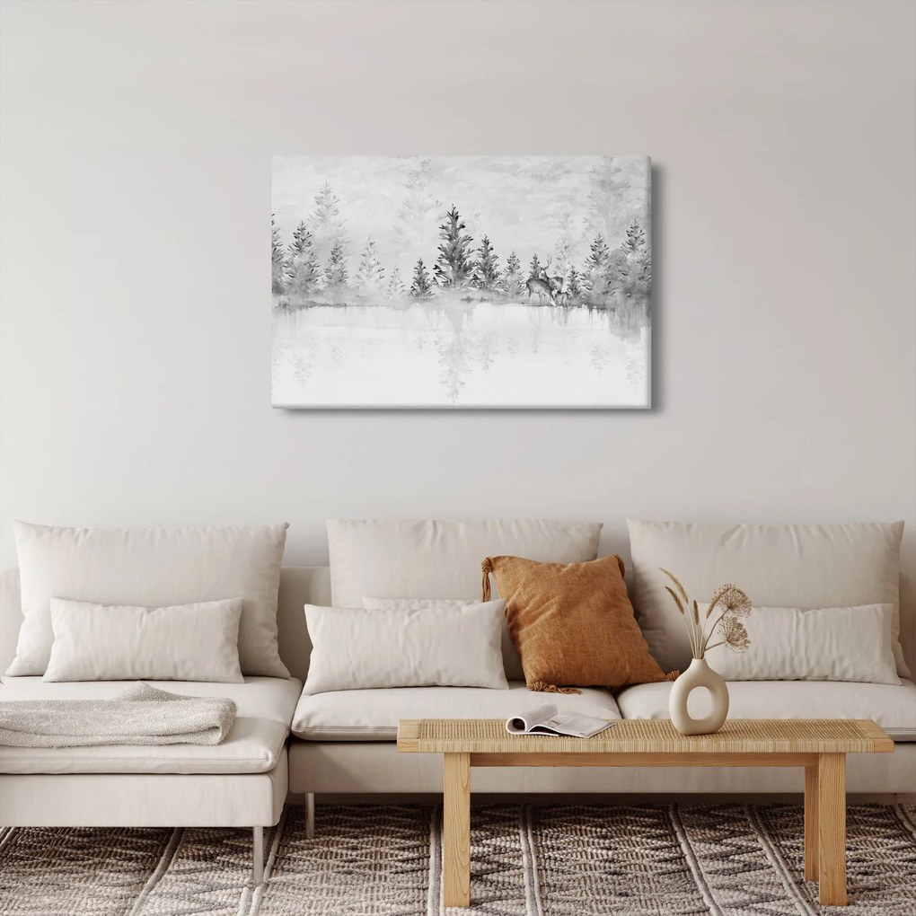 Tablou - Cerb lângă lac (90x60 cm)