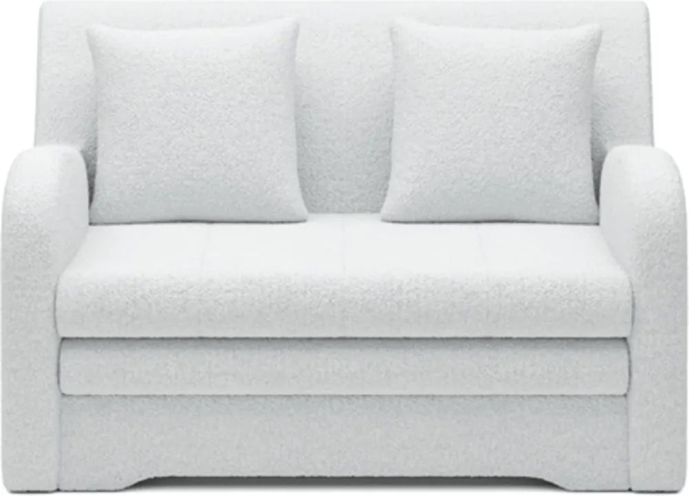 Canapea albă extensibilă/cu spațiu de depozitare cu tapițerie din țesătură bouclé 130 cm Ario – ELTAP