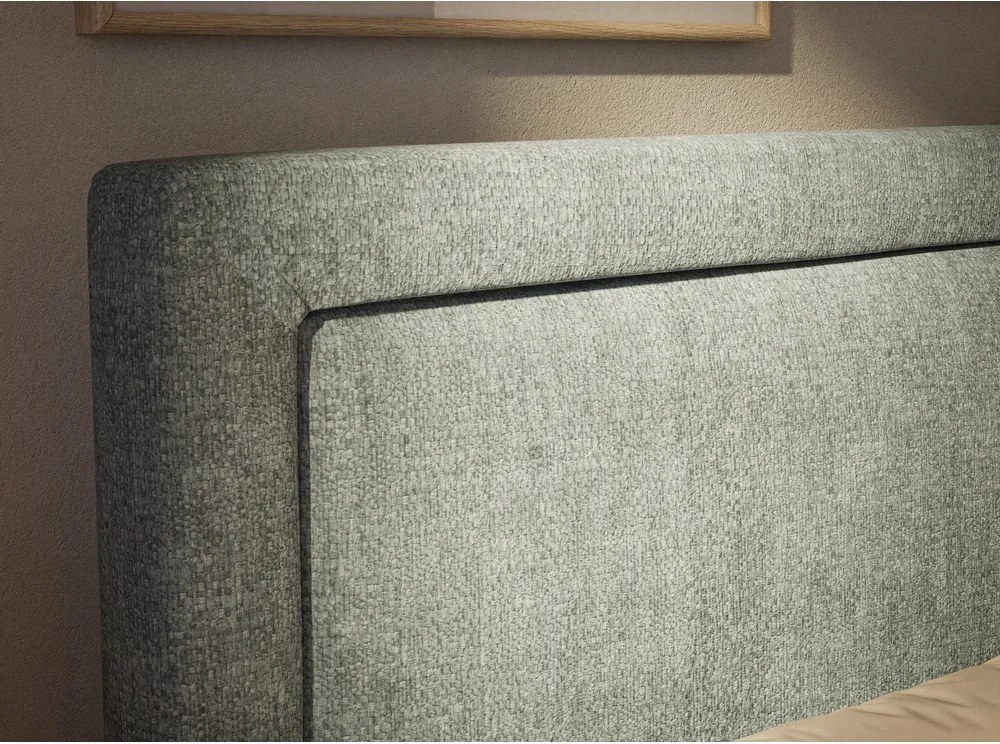 Pat boxspring albastru deschis cu spațiu de depozitare 160x200 cm Fresco – Maison de Rêve