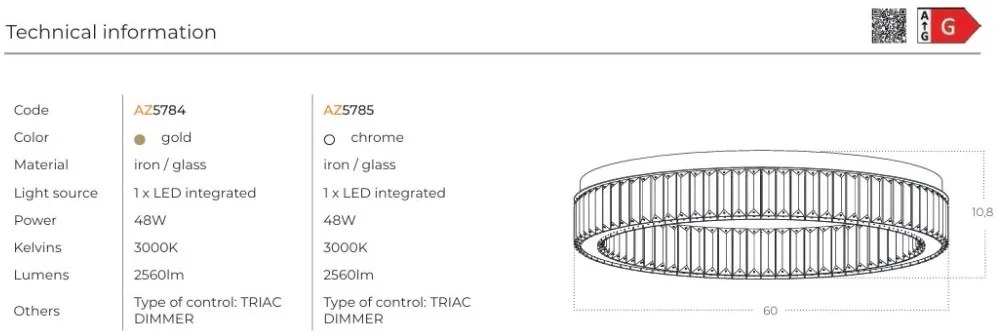 Plafoniera LED SPARK TOP 60 DIMM CH