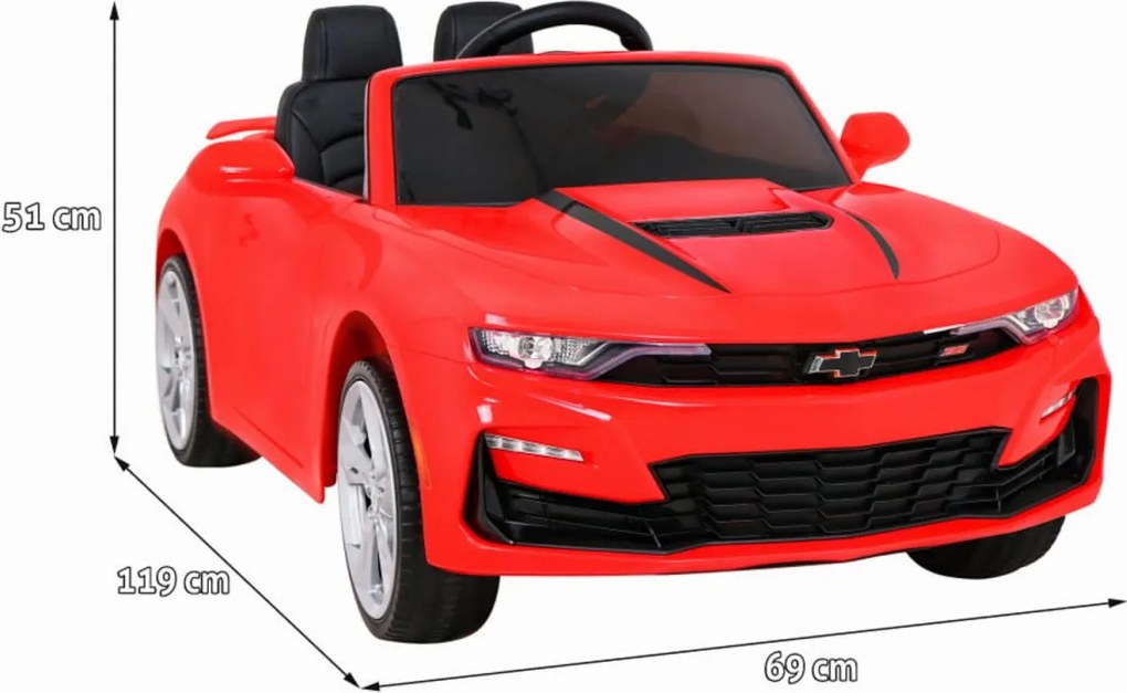 Masinuta Electrica cu acumulator pentru copii NOVOKIDS™ Chevrolet Camaro, Roti din Cauciuc EVA, Max 25 kg , Usi cu deschidere , 3 Viteze, Lungime 119